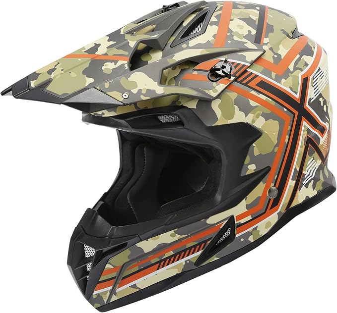 TCT-MOTORPARTS DOT Motorcycle Adult Full Face Helmet Camouflage Off Road Dirt Bike Motocross ATV MTB Helmet for Men Women Medium