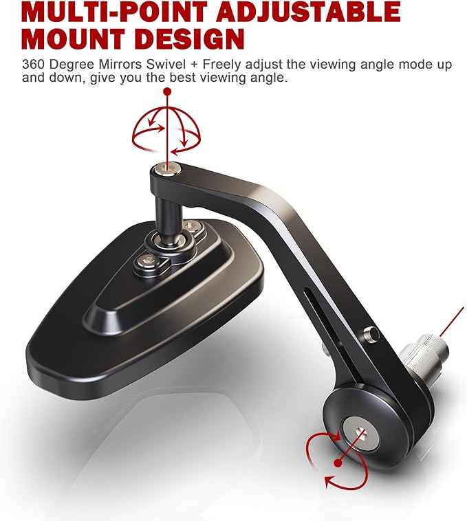 MZS Bar End Mirrors, 7/8 Universal Motorcycle Rear View Mirror Side handlebar Standard Hollow Arrow Black Compatible with Street Sport Bike Cruiser Scooter