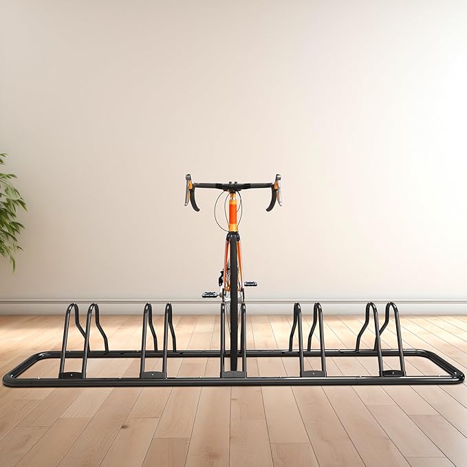 Simple Houseware 5 Bike Bicycle Floor Parking Adjustable Storage Stand, Black