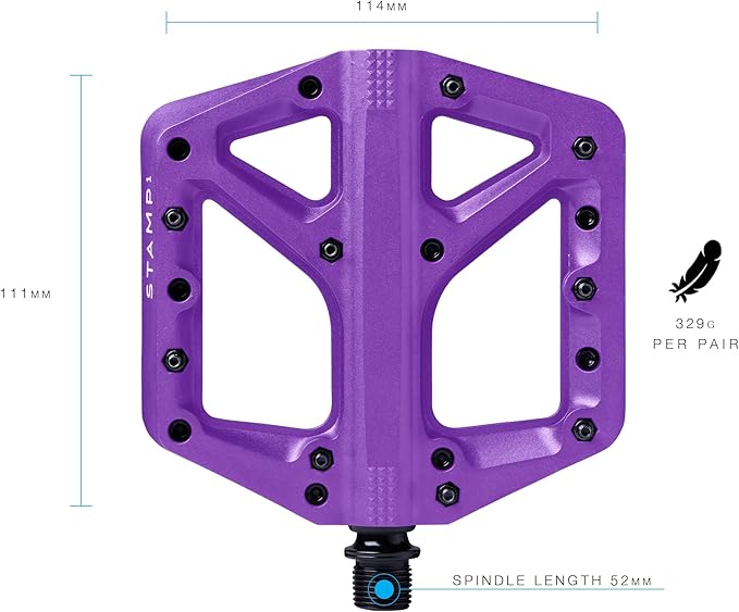 Crankbrothers Stamp Flat MTB Pedals - Size-Specific, Lightweight, Versatile, Durable Bike Pedals