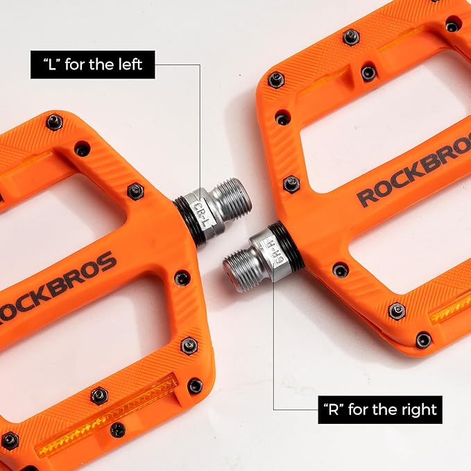 ROCKBROS Mountain Bike Pedals Bicycle Nylon Pedals 9/16 Inch Sealed Bearing Lightweight Platform for Road Mountain BMX MTB Bike