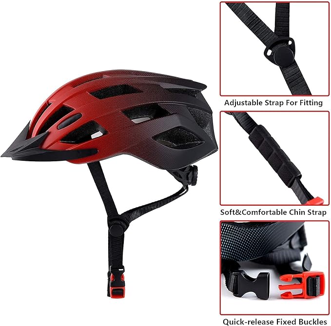 Adult Bike Helmets, Adjustable Mens Womens Bicycle Helmet, Lightweight Road Mountain Cycling Safety Sports Helmets with Detachable Visor