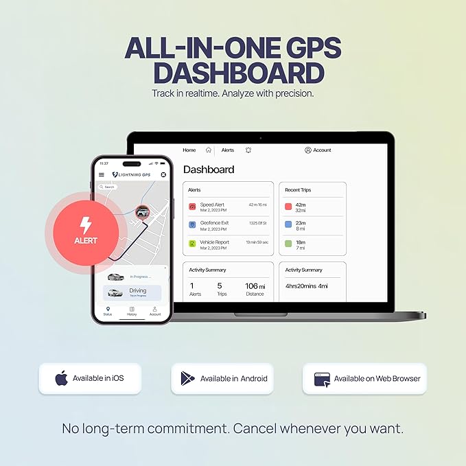 Lightning GPS OBD-II Real-Time GPS Tracker for Vehicles – Easy Installation, Flexible Subscription Plans for Cars, Trucks, Fleets & Teen Drivers – GPS Locator w/Instant Alerts – Subscription Required