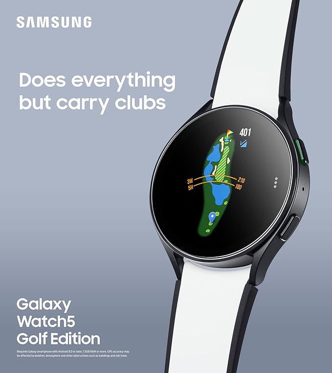 SAMSUNG Galaxy Watch 5 Golf Edition, 40mm Bluetooth Smartwatch w/ Body, Health, Fitness and Sleep Tracker, Improved Battery, Enhanced GPS Tracking, US Version, Gray Bezel w/Two-Tone Band