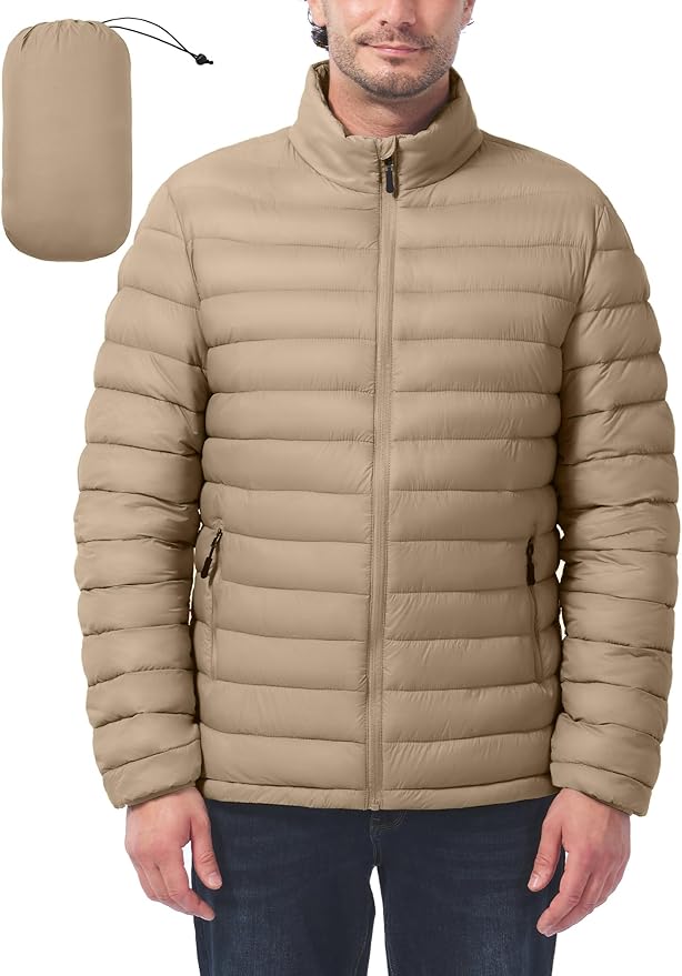 Men's Lightweight Packable Puffer Jacket Insulated Warm Winter Jackets Puffy Coat for Ski Hiking Travel