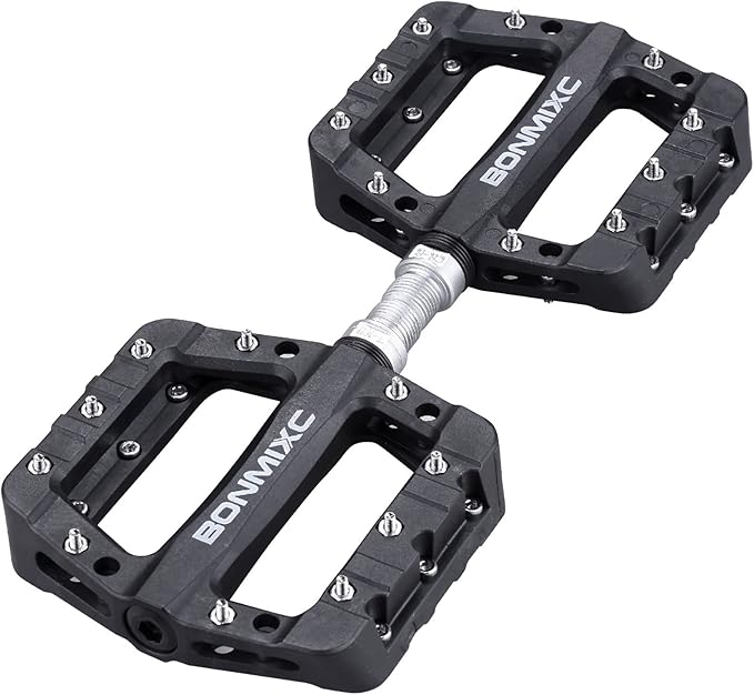 Mountain Bike Pedals Nylon Lightweight MTB Pedals Non-Slip Bicycle Pedals Large Platform Sealed Bearing 9/16” Thread