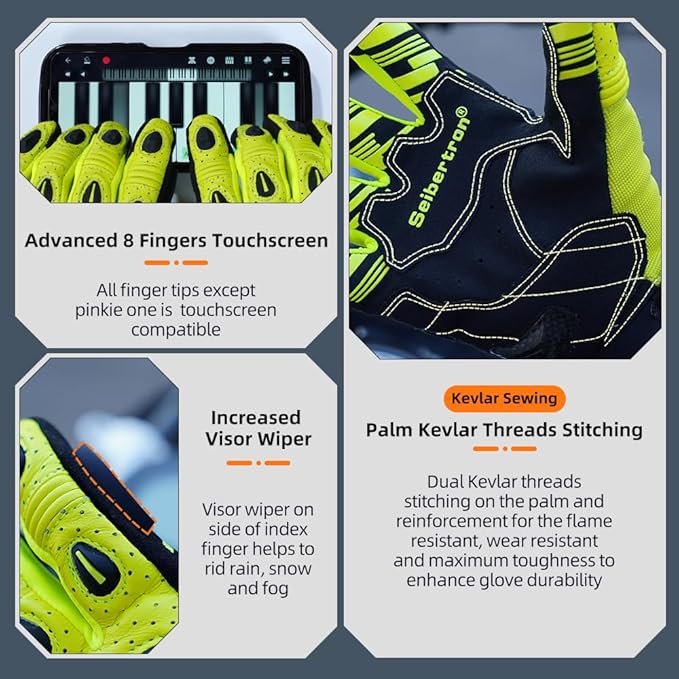 Seibertron SPS Series Touchscreen Motorcycle Motocross BMX ATV MTB Bicycle Cycling Full or Half Finger Gloves Adult and Youth