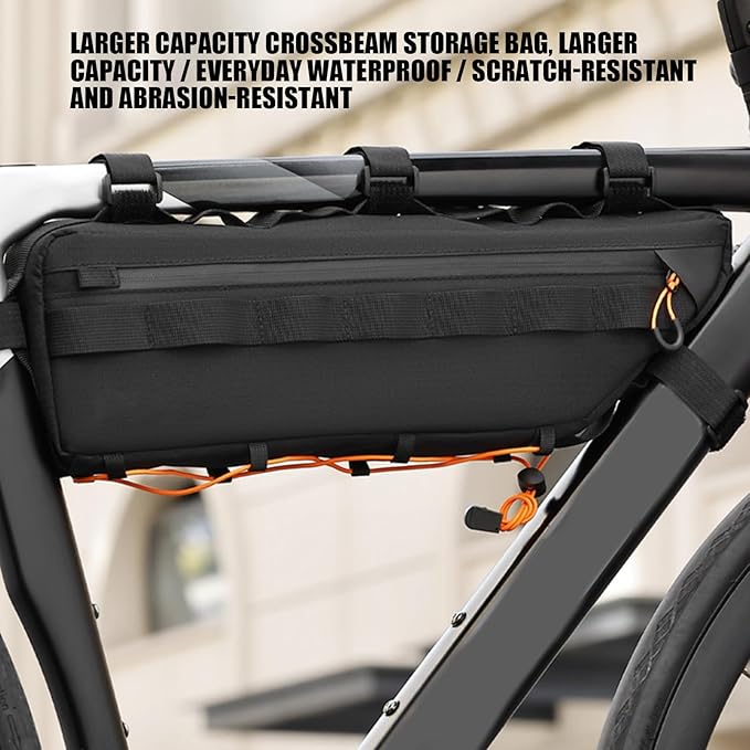 Bike Pouch Waterproof Top Tube Bag - Cycling Storage Organizer | Polyester Bicycle Frame Bag for Mountain Road Bikes Hiking Commuting Outdoor Adventure Gear Holder
