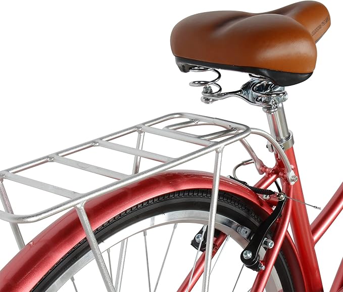 MICARGI 24/26 Inch Adult Cruiser Bicycle Hybrid Bike 1/7 Speeds Commuter Bike for Women, Men, Seniors,Step-Through or Step-Over Bike Steel Frame Multi Colors Style