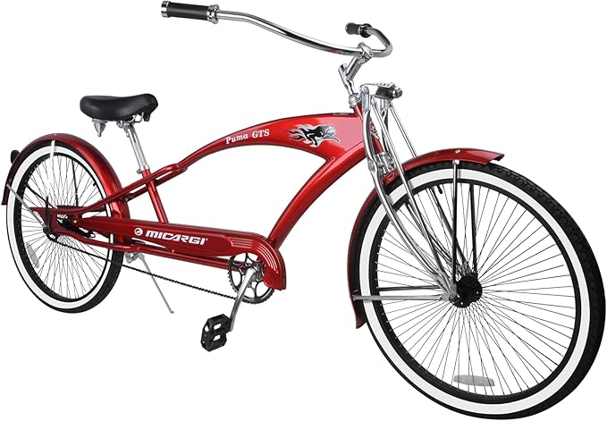 MICARGI 24/26 Inch Adult Cruiser Bicycle Hybrid Bike 1/7 Speeds Commuter Bike for Women, Men, Seniors,Step-Through or Step-Over Bike Steel Frame Multi Colors Style
