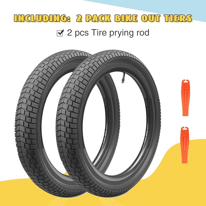 12/16/20x2.125 Bike Tires 1/2 Pack 12/16/20 Inch Kids Folding Replacement Tire/Tube Suitable for Tires 12/20x2.1 12/16/20x2. 125 12/20x2.25, Multiple Colors
