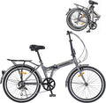 24" Folding Bikes for Adults 7 Speed City Commuting Folding Bicycle with Steel Frame/Front and Rear are V Brakes Compact Folding Bike for Adults Men and Wome No Assembly Required