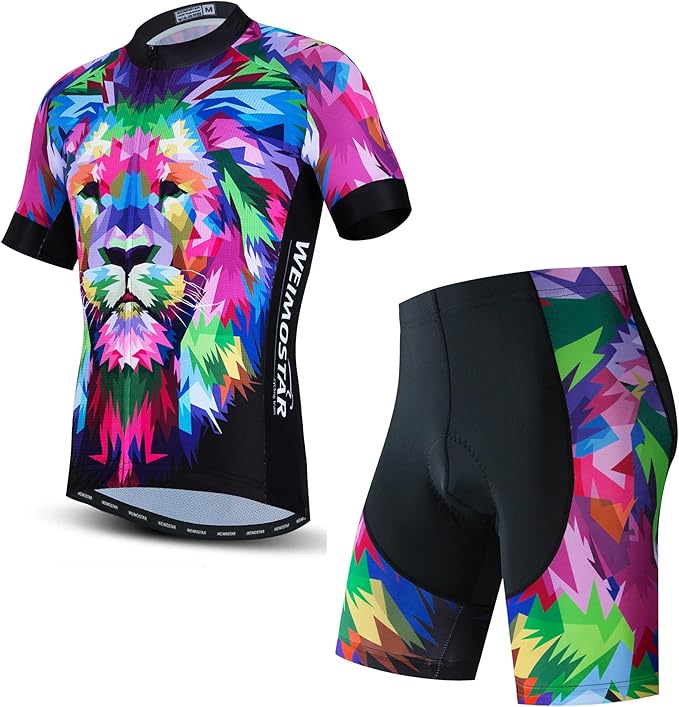 JPOJPO Cycling Jersey Men Set Bike Shirt Kit Short Sleeve Clothing Tops+5D Padded Shorts Summer Breathable Quick-Dry S-3XL