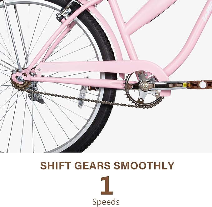 WEIZE Beach Cruiser Bike, 26 inch Commuter Bicycle for Adult Men and Women,High-Carbon Steel/Front & Rear Fenders, Comfortable City Bikes with Rear Rack or Basket, Ergonomic Upright Design