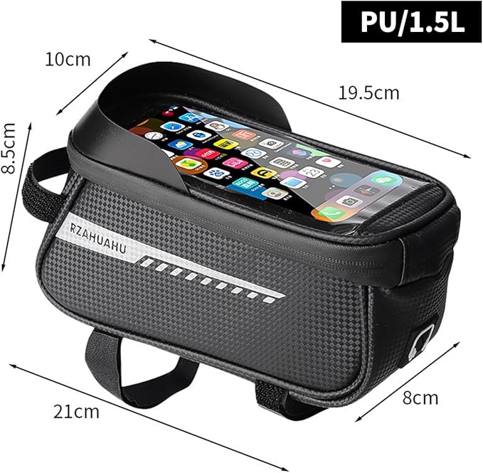Bike/Bicycle Phone Front Frame Bag, Waterproof Handlebar Bags, Bike Phone Mount Holder, Cycling Pouch with Touchscreen, Bikes Accessories for Men/Women Under 7"