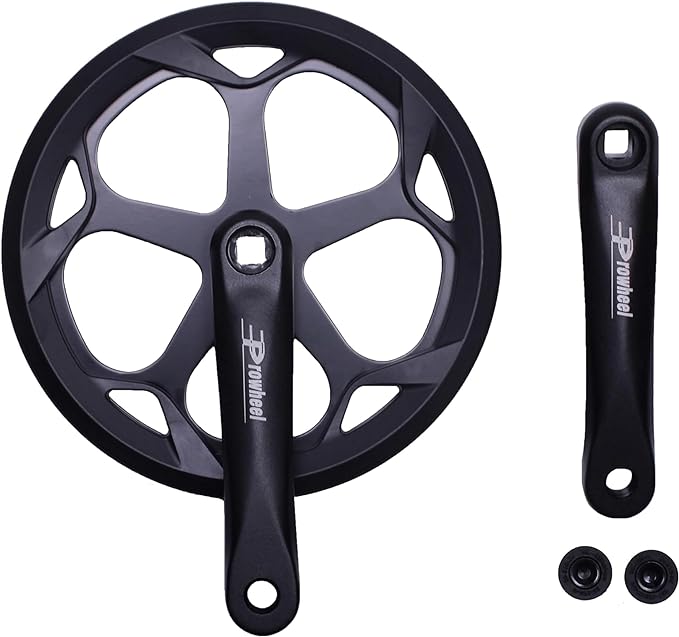 PROWHEEL 152MM/160MM/165MM/170MM/175MM Bike Crankset,46T/48T/52T Steel Chainring Bike Crank Arm Set,Double ChainWheel and Replacement Chain Guard,Compatible with City Bike,MTB,Electric Bicycle,Cargo