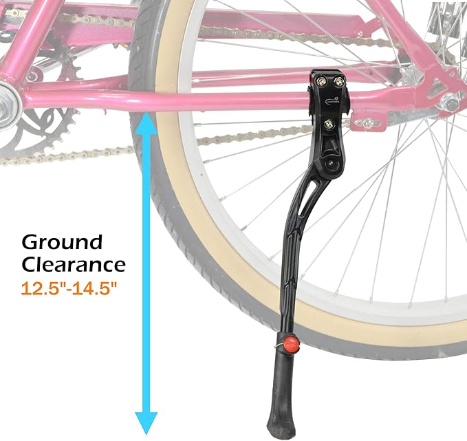 Lumintrail Center Mount Bike Kickstand - Fits 24-29 Inch Bicycles - Adult Mountain, Cruiser and Road Bike Kickstand - Quick Adjust Height