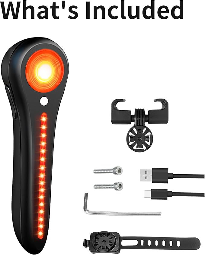 DARKBEAM Bike Tail Light Smart - with Brake/Light Sensor, USB-C Rechargeable, IP64 Waterproof, 5 Light Modes Bicycle Taillight for Night Riding, Super Bright Rear Bike Light for Road Mountain, Cycling