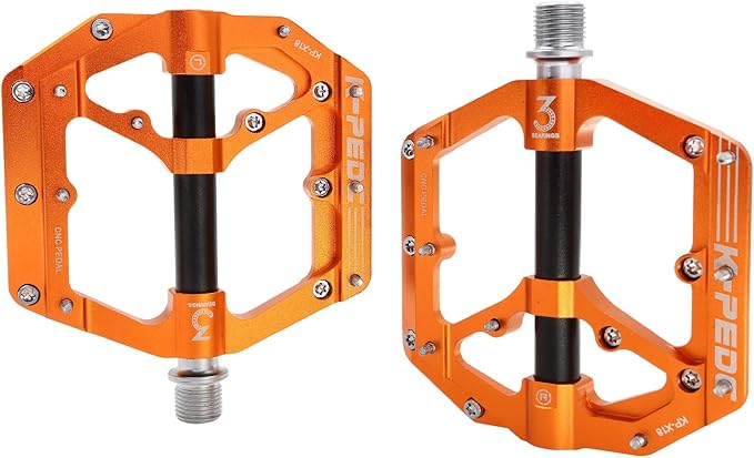 Aluminum Alloy 9/16" Bike Pedal MTB Wide Platform Flat Non-Slip Bicycle Pedals with 3 Bearings for Mountain Bikes, Road, BMX