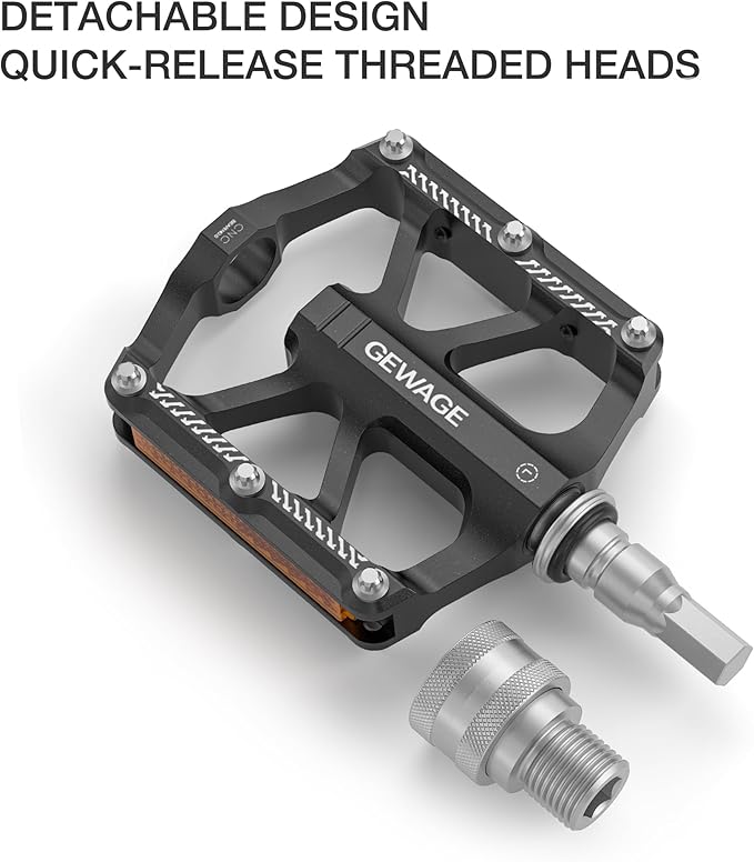 Bike Bicycle Pedals - 9/16” Quick Release Pedals Aluminum Flat Pedals - 3 Bearings Bicycle Pedals with Reflectors for Mountain Road BMX MTB Folding Bike