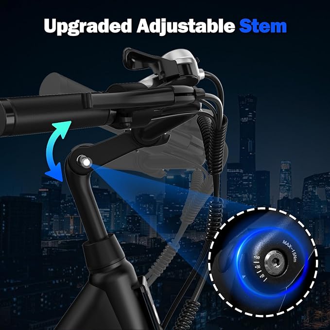 Electric Bike for Adults, 1000W Peak Motor, 60 Miles 22Mph Electric Bike, 26" Commuter E Bikes with 48V 10.4Ah Removable Battery, Step-Thru Ebike, Adjustable Stem, 7-Speed & Front Suspension