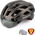Bike Helmet, Basecamp Bicycle Helmet with Rear Light & Detachable Magnetic Goggles Lightweight Cycling Helmet Adjustable for Adult Men Women Mountain & Road (BC-069)