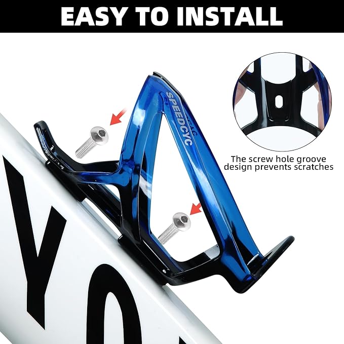 Bike Water Bottle Holder Ultra-Light Bicycle Bottle Cage with Screws Tool, Universal Cycling Cup Holder for MTB, Mountain Bikes,Blue 2 Pack