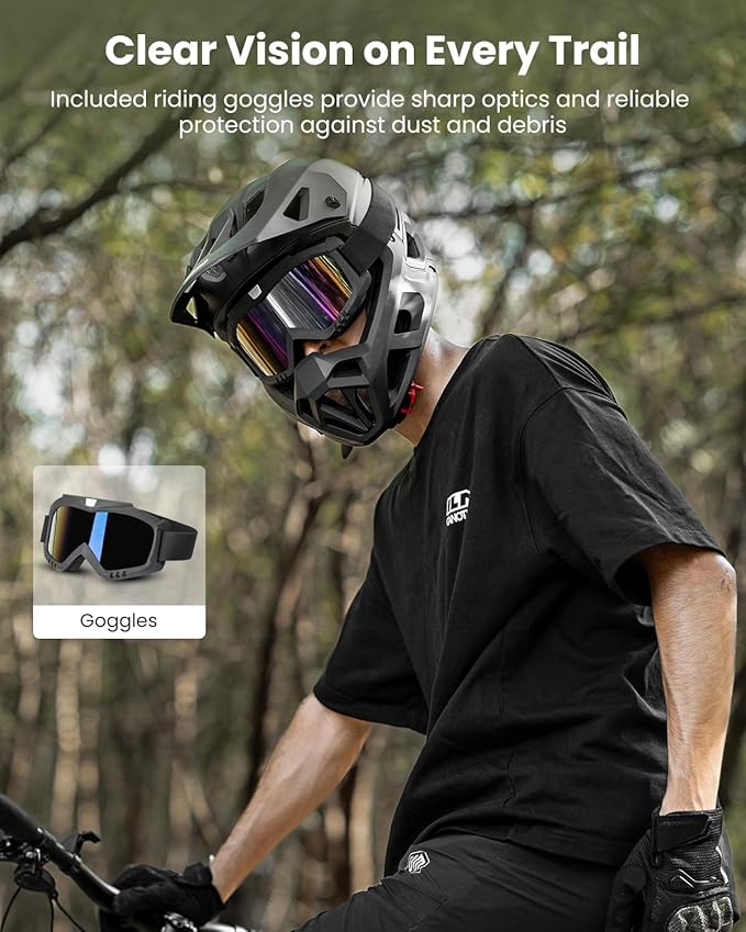 ILM Full Face Mountain Bike Helmet ASTM CPSC Adult with Adjustable Visor for MTB BMX Model HT58