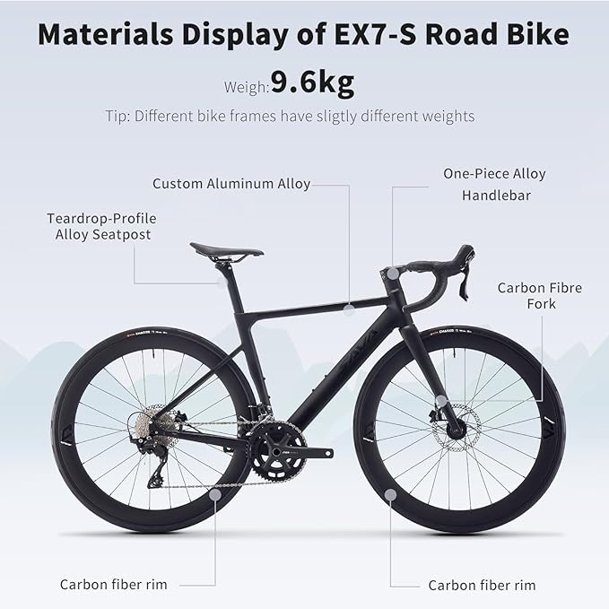 SAVADECK Road Bike with Carbon Front Fork and Wheelset, Aluminum Alloy Frame with Shimano 105 R7100 Groupset, Full Internal Cable Routing, Oil Disc Brake Adult Racing with 24S