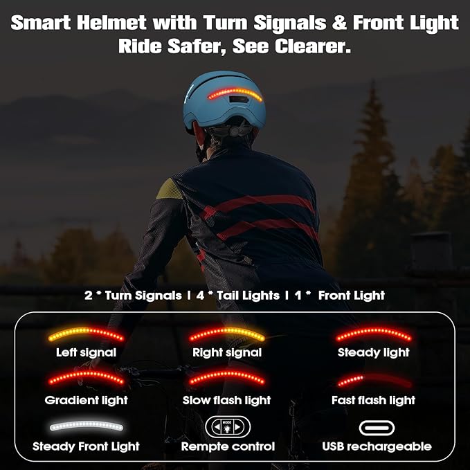 Shinmax Bike Helmet with Turn Signals, NTA Certified up to 45km/h, Bicycle Helmet for Men Women with USB Rechargeable Rear Light, Viser, Cycling Helmet for E-Bike & S-Pedelec,Scooter, Commuter, Adults