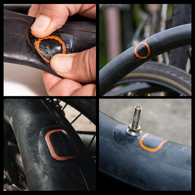 Bike Tire Repair Kit - Bycicle Inner Tube Puncture Patch Kits with 32PCS Vulcanizing Patches,Metal Rasp, for Motorcycle BMX Cycling MTB Road Mountain Bicycle Z4