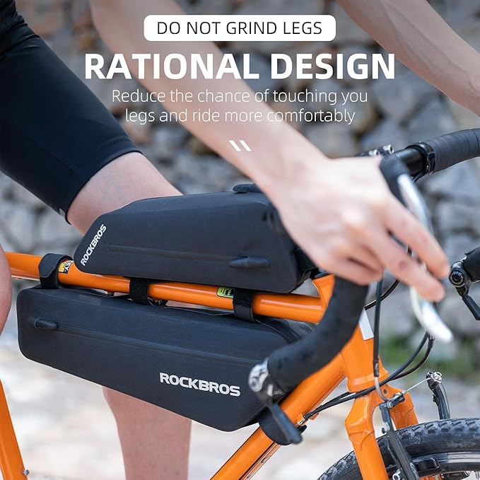 ROCKBROS Bike Frame Bag, 3.5L Waterproof Bike Bag, Top Tube Bike Bag,Bike Storage Bag, Cycling Accessories for Mountain & Road Bikes (2-Pack)