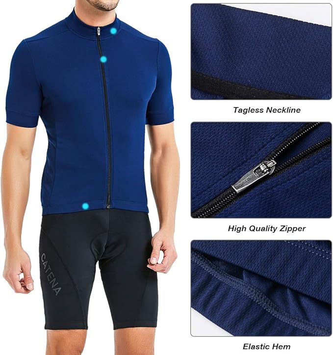 CATENA Men's Cycling Jersey Short Sleeve Shirt Running Top Moisture Wicking Workout Sports T-Shirt
