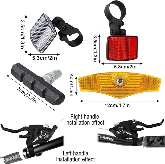 EF51-7 Speed Gear Shift Lever Brake Lever with Brake Cable 3 x 7 Gear Lever Set with Gear Indicator Bicycle Brake Pads Bicycle Reflectors Front Rear Set for Road Bike City Bike