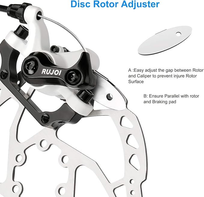 RUJOI Bike Disc Brake Kit, Aluminum Front and Rear Caliper, 160mm Rotor, Mechanic Tool-Free Pad Adjuster for Road Bike, Mountain Bike …
