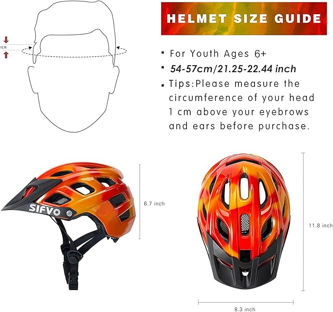 Kids Bike Helmet for Boys and Girls Ages 8-14 Adjustable Youth Helmet with Detachable Visor Lightweight, Safe & Stylish Cycling Bicycle Helmets for Kids 54-57cm