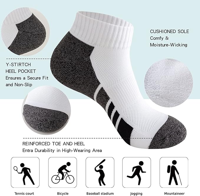 Sock Amazing 6 Pairs Men's Socks Low Cut Ankle Sock Cushion Non Slip No Show Breathable Running Socks for Cycling Fitness