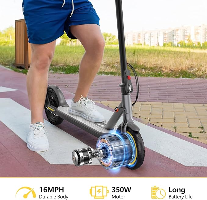 Electric Scooter for Adults - 19/22MPH & 15/22Mile Range, 8.5"/10" Solid Tires Folding Commuter E-Scooter with Dual Suspension, App Control & Dual Brake System, with Seat