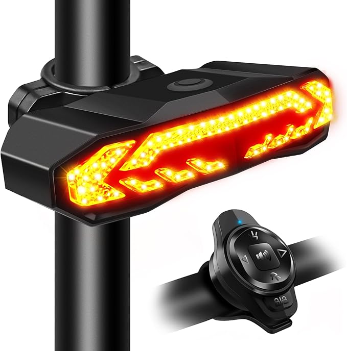 NineLeaf Bike Turn Signals, Turn Signal Kit for Ebike, Bike Turn Signals Front and Rear Auto On/Off Electric Bell Automatic Brake Light Remote Control Rear Light USB Rechargeable IP65 Waterproof