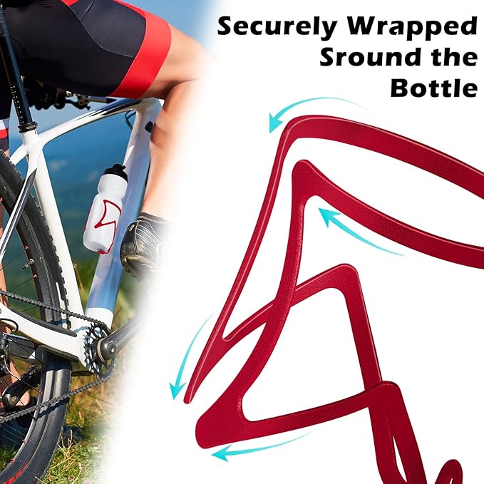 FIFTY-FIFTY Bike Water Bottle Holder, Aluminum Alloy Water Bottle Cage, Lightweight Bicycle Cup Holder Rack with Screws Tool, Universal Bicycle Drink Cage for MTB, Road Bike (Red)