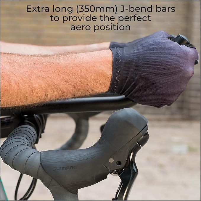BBB Cycling Aero Bars Aluminium Two-Piece Tri Bars for Road Bike Aerodynamic J-Bend AeroMax BHB-60,Black