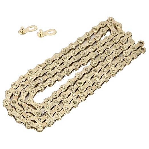 F10 Mountain Road Folding Bike Chain Steel 10 Speed Wearresistant Installation Chain for Beginner Bike (Silver) (Gold