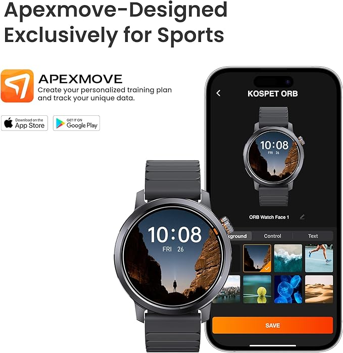 KOSPET Smart Watch for Men, 25 Days Battery, 1.43" AMOLED Smartwatch for iPhone&Android, IP68 Waterproof, 24/7 Heart Rate & Sleep Monitor, 170+ Sport Modes, Bluetooth Call (Answer/Make)