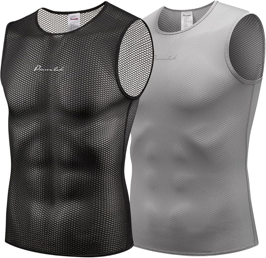 Przewalski Men’s Sleeveless Cycling Undershirt Quick Dry Bike Base Layer Vests Breathable Bicycle Jerseys Biking Tank Tops