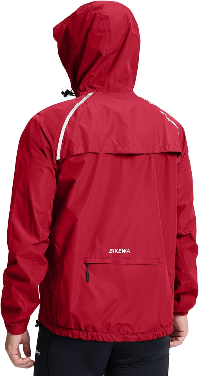 Bikewa Men's Cycling Rain Jackets Waterproof Running Bike Windbreaker Lightweight Packable Hooded Jacket