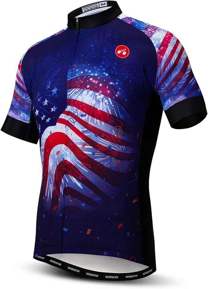 Men's Cycling Jerseys Tops Biking Shirts Short Sleeve Full Zipper Bike Clothing