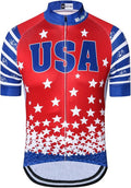 Cycling Jersey Short Sleeve USA Style Bike Tops with Pocket Reflective Stripe