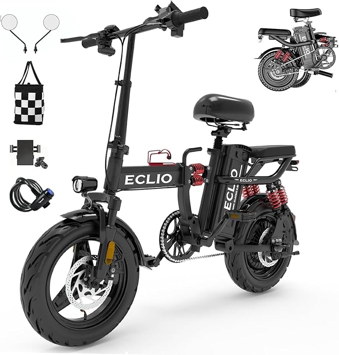 Folding Electric Bike for Adults, Peak 800W Motor 25MPH, 48V 14Ah Removable Battery 35-55Miles Ebike,14'' Lightweight & Portable Adults Electric Bicycles for Men/Women/Teens