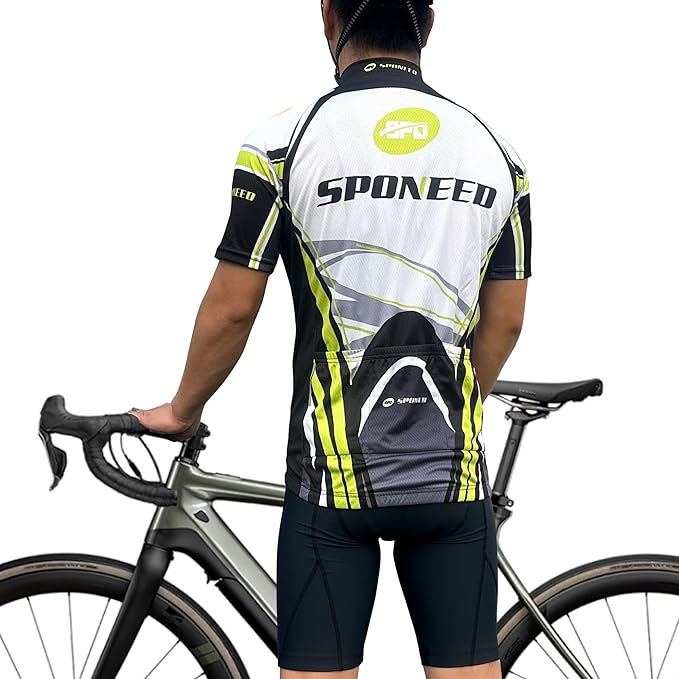 sponeed Men's Cycling Jerseys Tops Biking Shirts Short Sleeve Bike Clothing Full Zipper Bicycle Jacket with Pockets