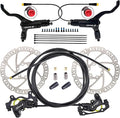 Zoom HB876E 2-PIN/3-PIN 4-Pistons E-Bike Electric Power-Off Hydraulic Brake Set with 180mm Rotors, Pre-Bled Hydraulic Disc Brake Caliper Lever for eBike (Included Mounting Adapter)